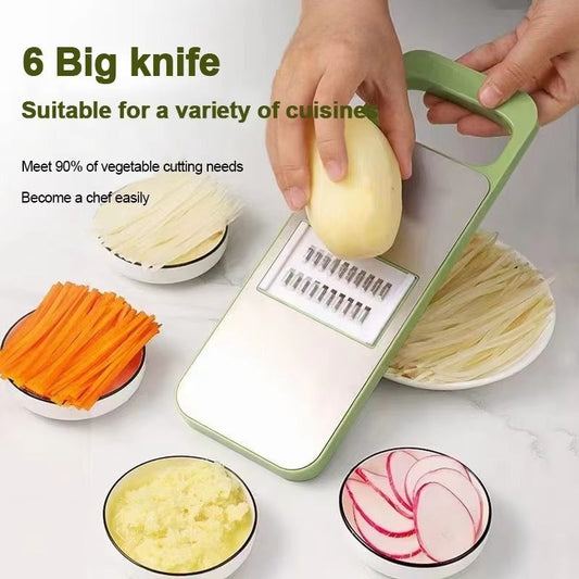 5 in 1 Vegetable Cutter side view showing blades and container