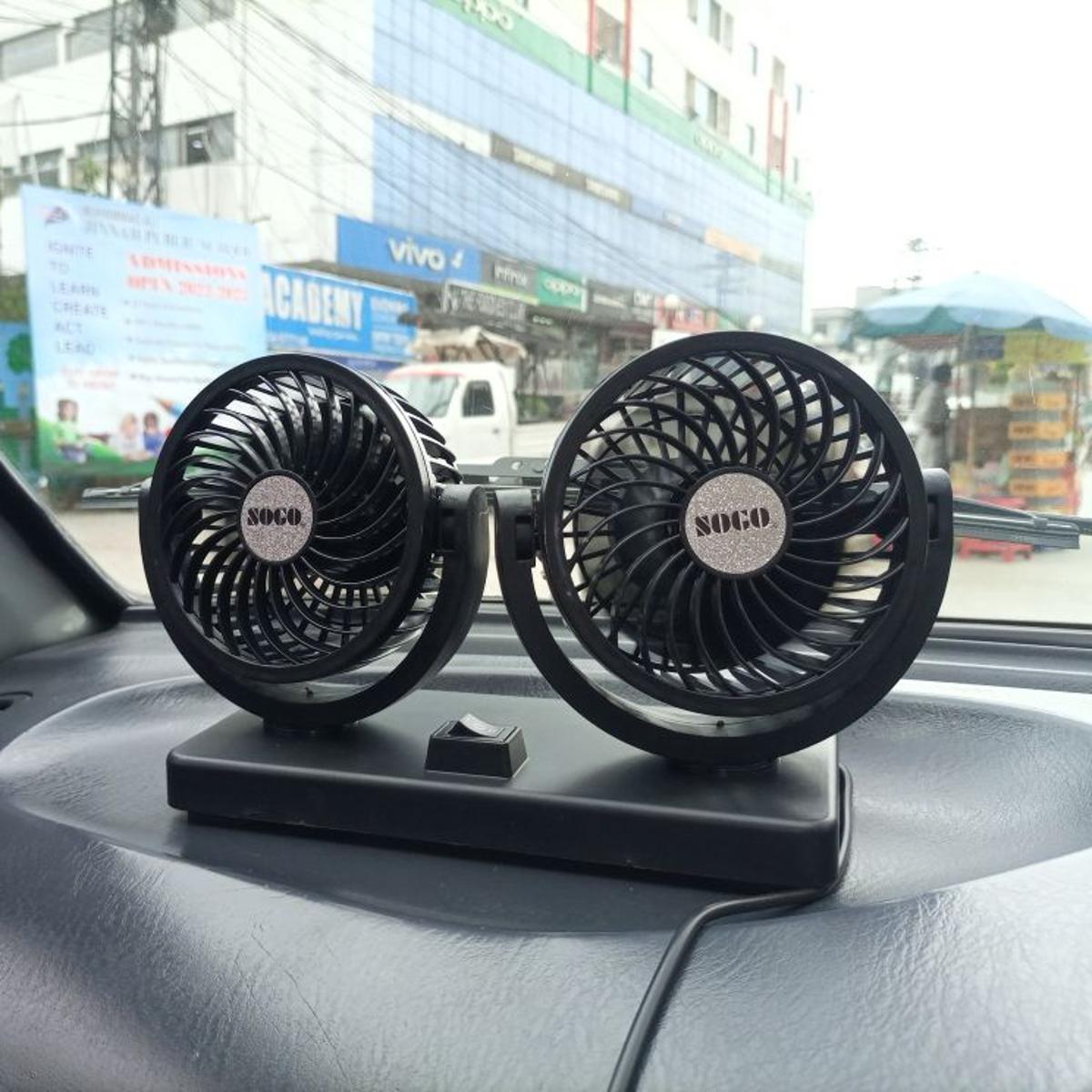 SOGO Double Headed Fan | 12V Portable Cooling for Car & Home