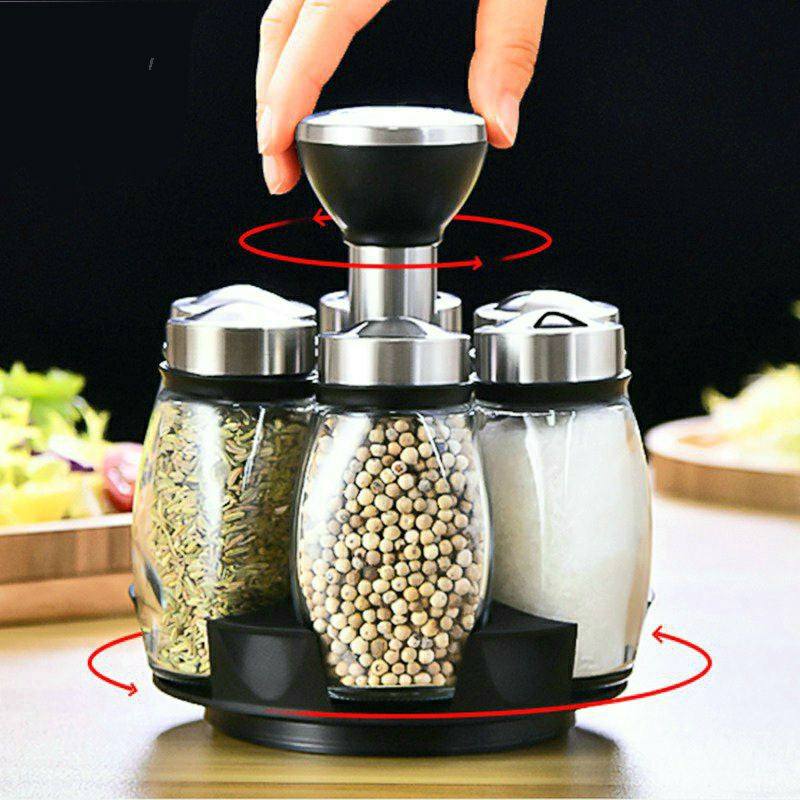7 Pcs Rotating Spice Rack Set | Stylish Kitchen Organizer