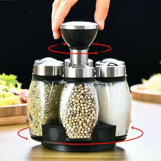 7 Pcs Rotating Spice Rack Set | Stylish Kitchen Organizer