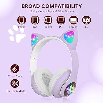 LED Wireless Headphones with Mic | Clear Sound Control