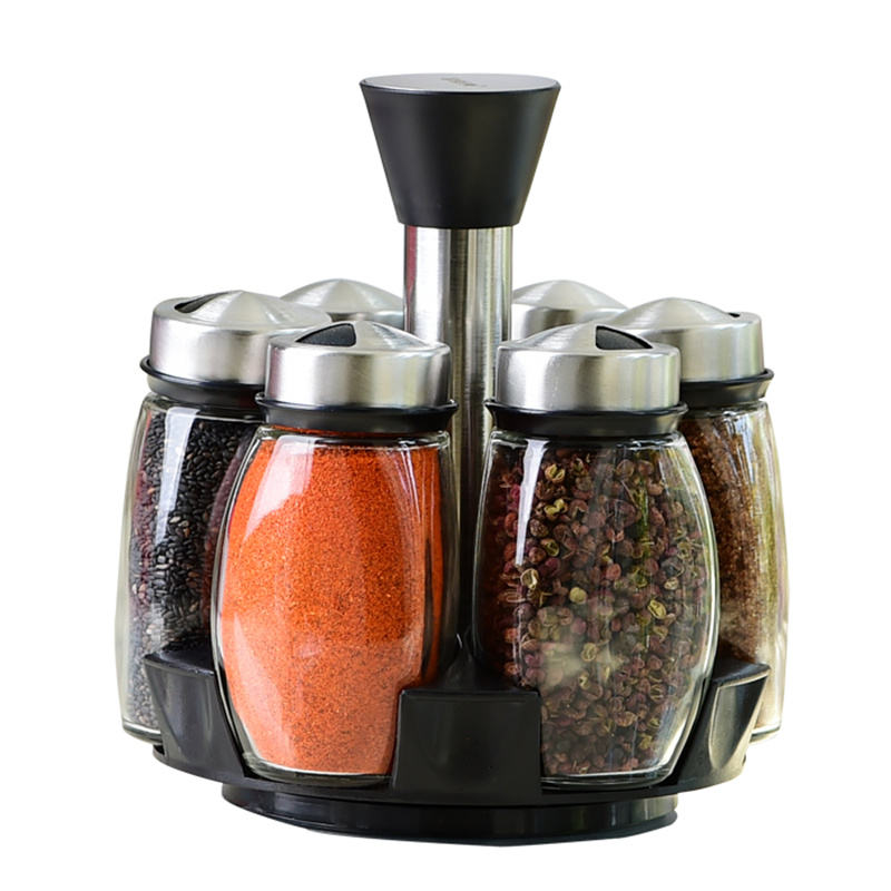7 pcs Rotating Spice Rack Set front view kitchen spice organizer