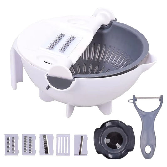 9 in 1 Vegetable Cutter with Drain Basket front view kitchen tool