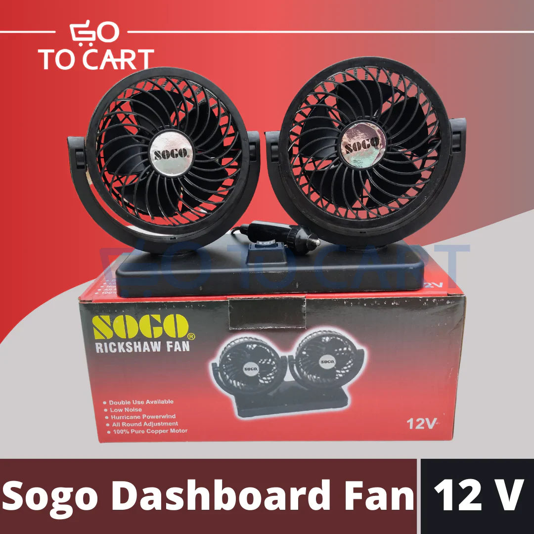 SOGO Double Headed Fan | 12V Portable Cooling for Car & Home