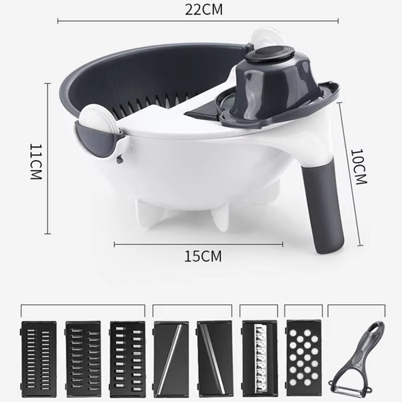 9 in 1 Vegetable Cutter with Drain Basket | Multi Kitchen Tool
