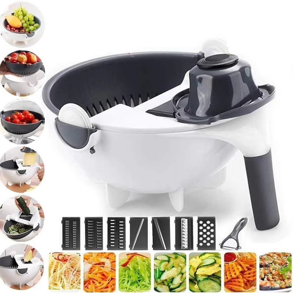 9 in 1 Vegetable Cutter with Drain Basket | Multi Kitchen Tool