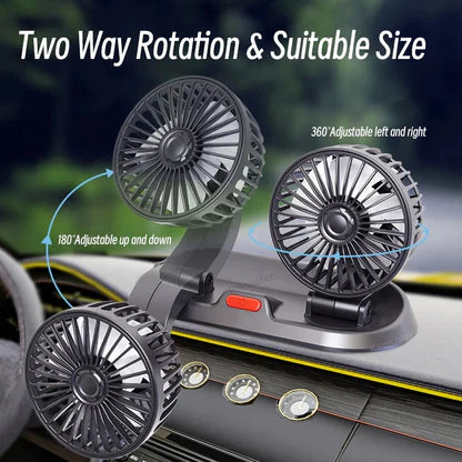 SOGO Double Headed Fan | 12V Portable Cooling for Car & Home