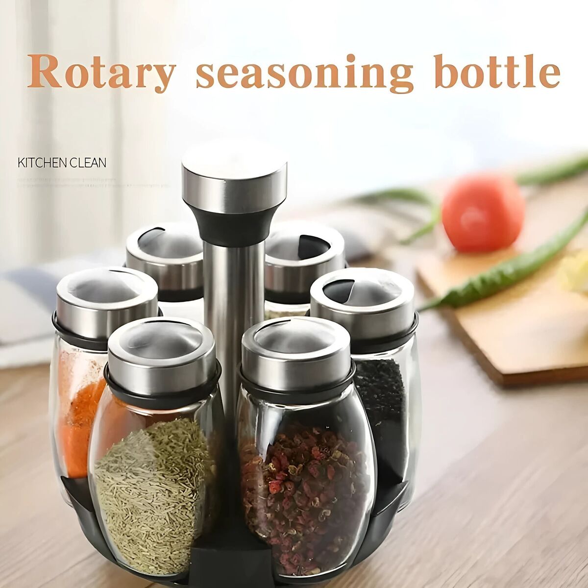 7 Pcs Rotating Spice Rack Set | Stylish Kitchen Organizer