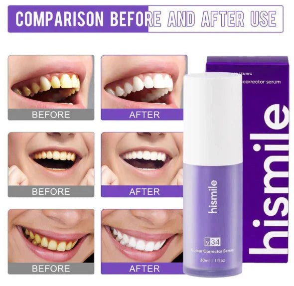 V34 Purple Whitening Toothpaste 30ml front view for teeth and gums