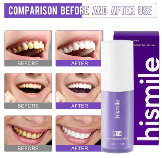 V34 Purple Whitening Toothpaste 30ml front view for teeth and gums