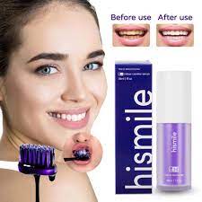 V34 Purple Whitening Toothpaste 30ml side view showing packaging